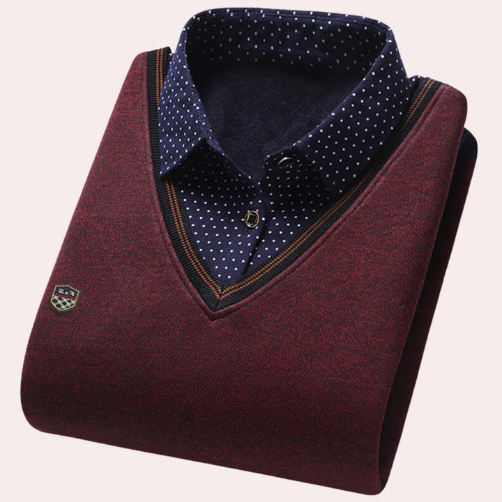Męski sweter z kołnierzykiem koszulowym