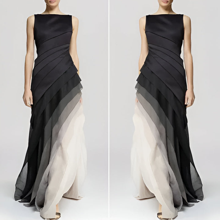 Elegancka, warstwowa sukienka ombre