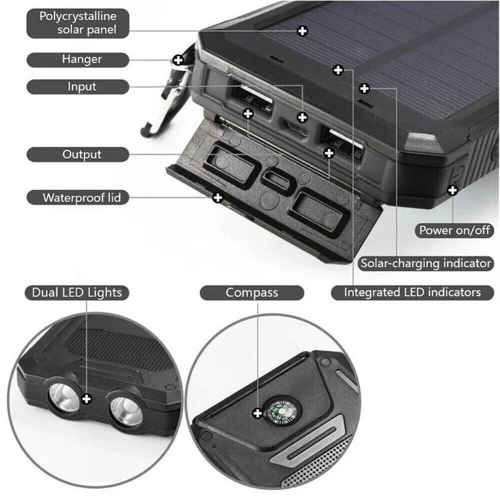 500000mAh Wodoodporny Ładowarka Słoneczna Power Bank Zewnętrzny