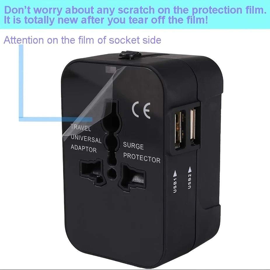 Uniwersalny Adapter Podróżny z Podwójnymi Portami USB