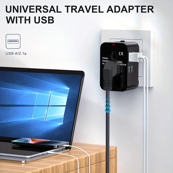 Uniwersalny Adapter Podróżny z Podwójnymi Portami USB