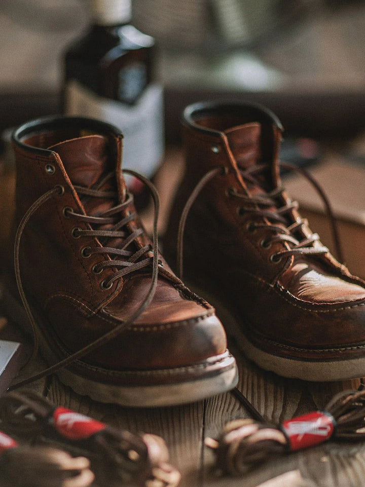 Męskie buty robocze z pełnoziarnistej skóry z noskiem mokasynowym