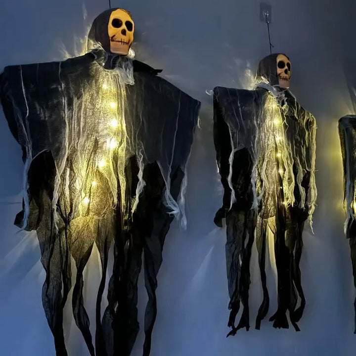 Świecące Czaszki Straszne Dekoracje Halloweenowe na Zewnątrz - Zestaw Dwóch