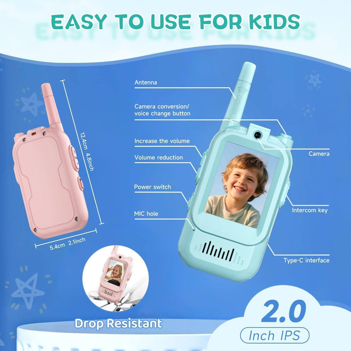Dziecięce Walkie Talkie z Wideo, Głosem i Czatem 2 Zestaw