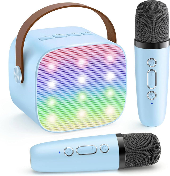 Mini maszyna karaoke z 2 bezprzewodowymi mikrofonami