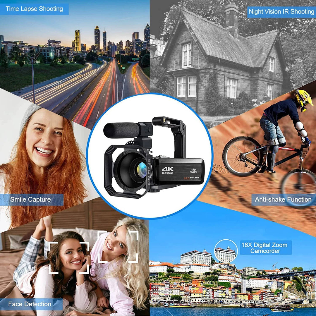 Kamera wideo 4K Camcorder YouTube Vlogging WiFi 48MP