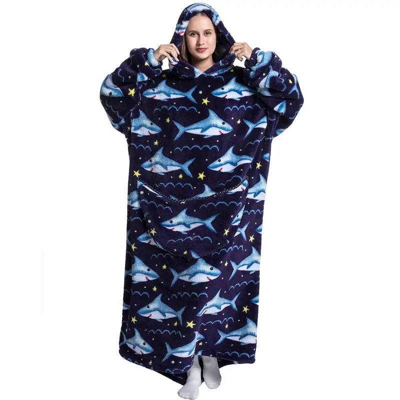 Długi Noszony Koc Hoodie