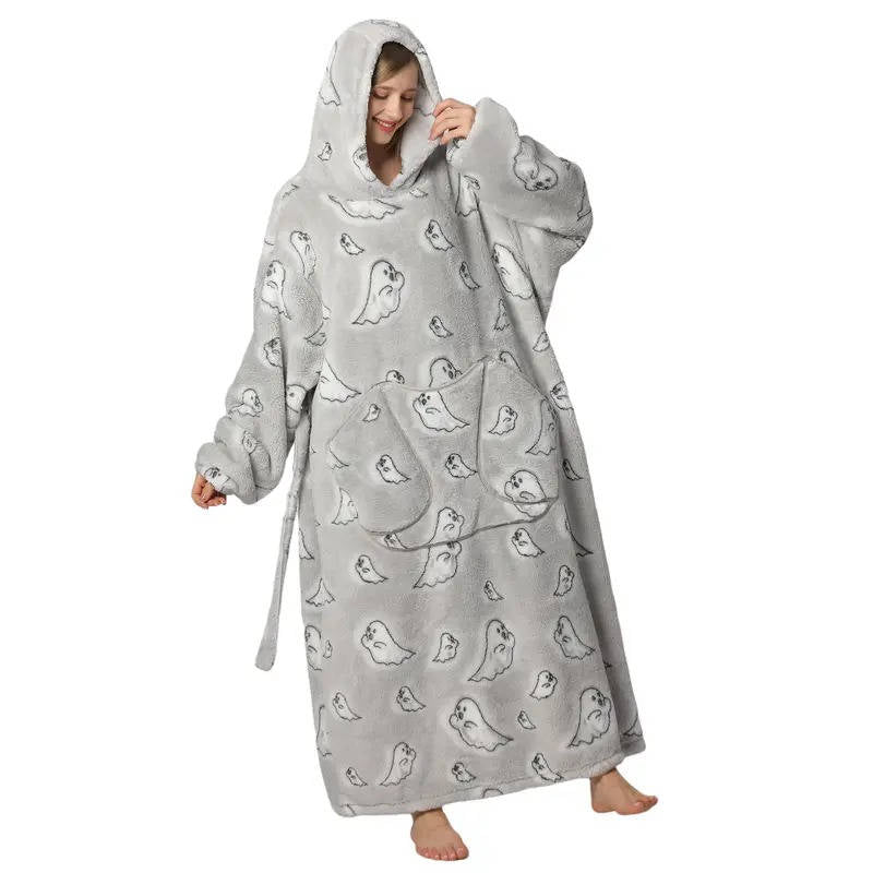 Długi Noszony Koc Hoodie