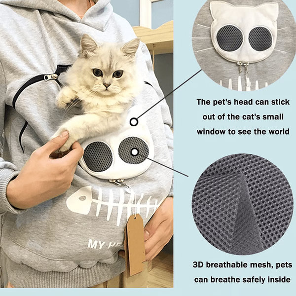 Hoodie dla Miłośników Kotów z Kieszonią - Idealny Prezent dla Zwierzaka