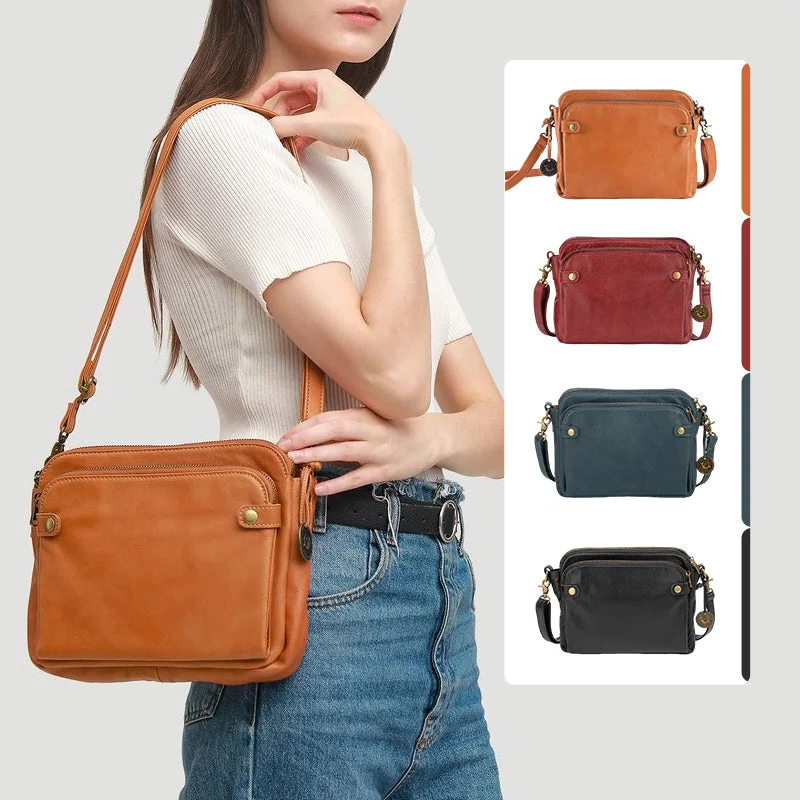 Torebka skórzana na ramię z trzema warstwami i kopertówka