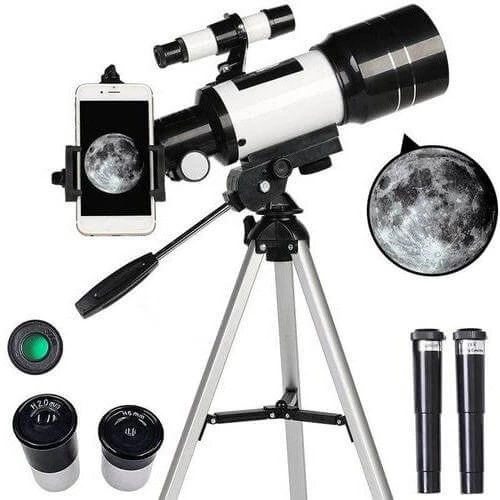 Profesjonalny Teleskop Astronomiczny - Obserwacja Księżyca z Statywem - 150x Powiększenie