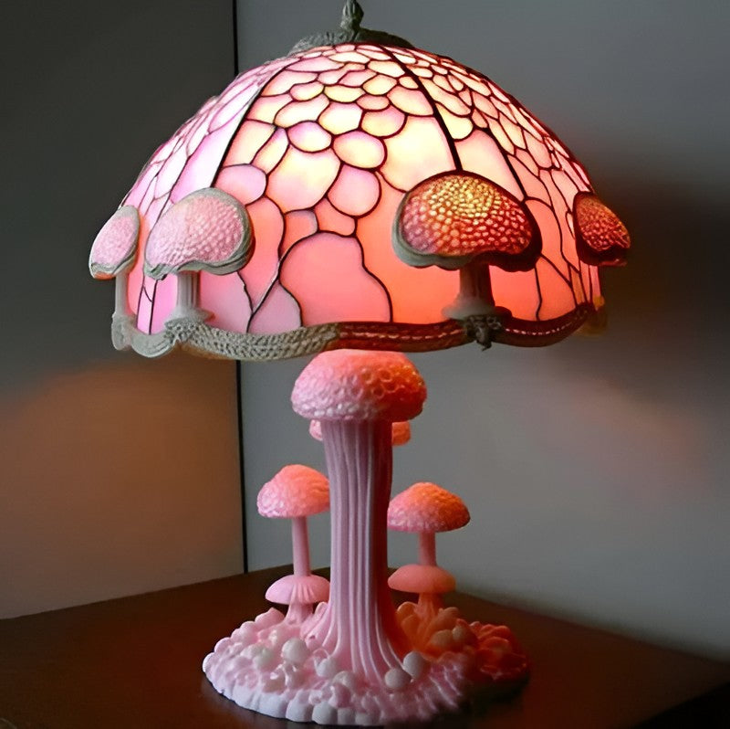 Lampa stołowa z witrażem - seria roślin