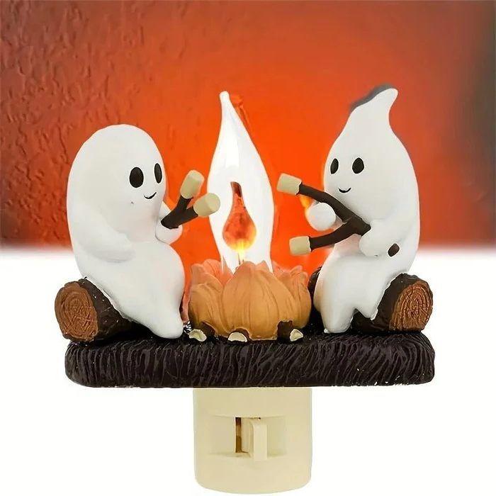 Halloweenowy Duchowy Ognisko Nocna Lampa - Migoczący Płomień Nocna Lampa