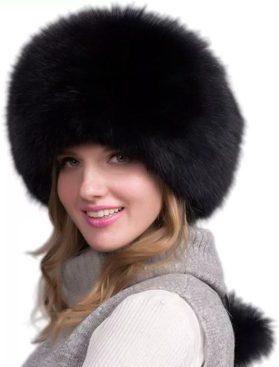 100% Naturalny Kapelusz z Futra Liska dla Kobiet, Gruby Kapelusz na Zimę, Ciepły Kapelusz Mody dla Kobiet z Uszami