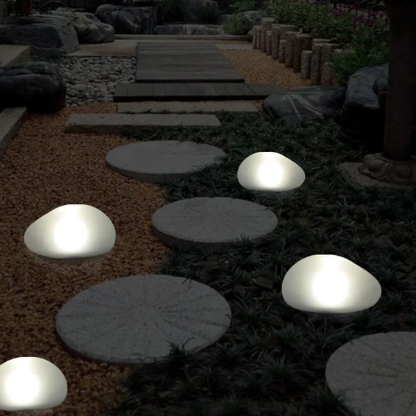 Lampa Ogrodowa Szklana LED Solar Pebble ABS z Piaskowanym Szkłem