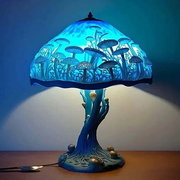 Lampa stołowa z witrażem - seria roślin