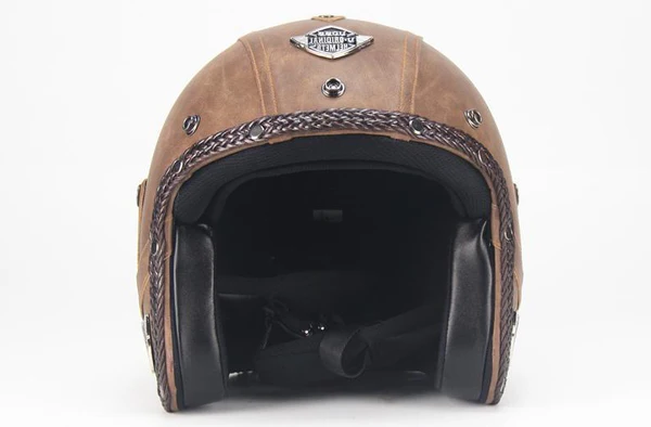 Retro Vintage Kask Motocyklowy Otwarty Z Maseczką