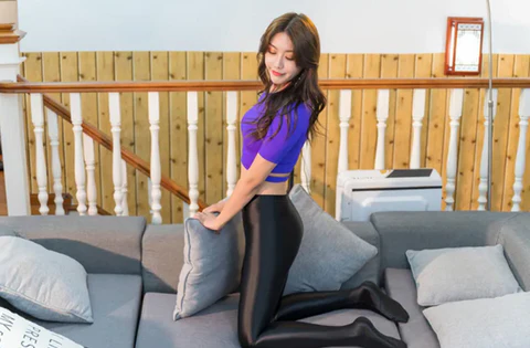 Błyszczące Opaque Lśniące Pończochy na Wysokim Talii - Wysokiej Elastyczności Skinny Leggings Spodnie Ołówkowe