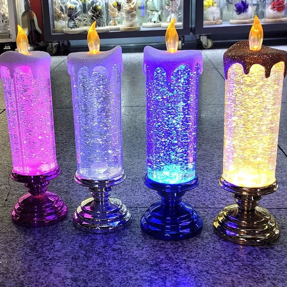 Rechargable LED Świeczki Choinkowe z Brokatem