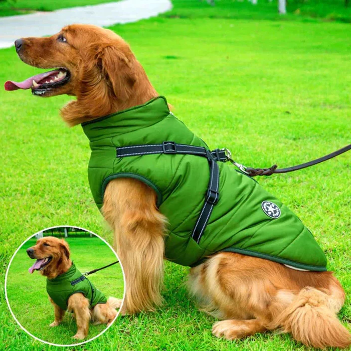 Wodoodporna Zimowa Kurtka dla Psów - Podszewka z Sherpa-Fleece - Wbudowany Szelki