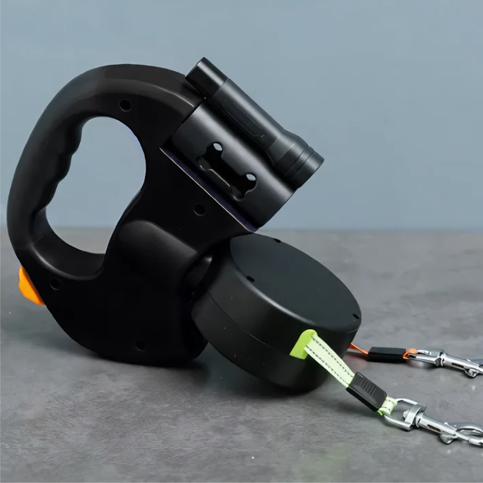 Podwójna smycz dla psów - TangleFree - Światło LED i obrót 360°