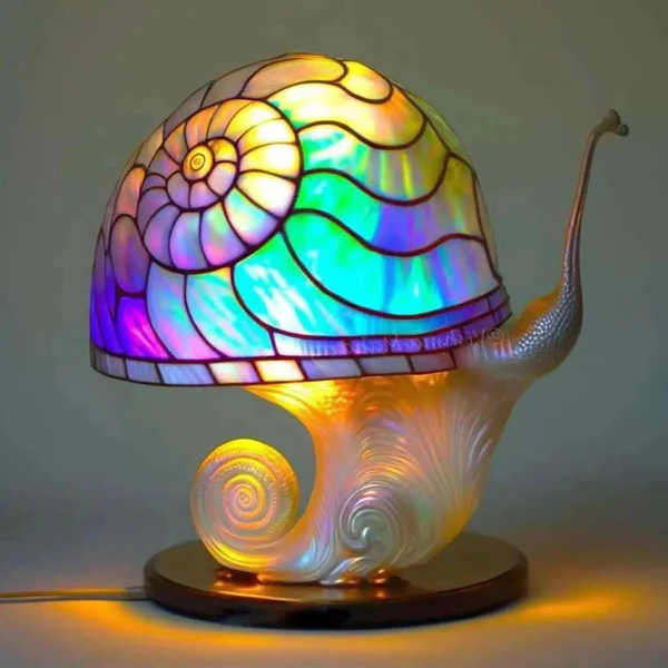 Lampa stołowa z witrażem - seria roślin