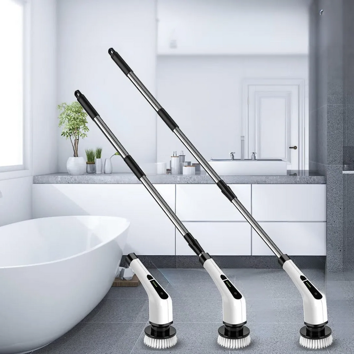 Bezprzewodowa szczotka czyszcząca Electric Spin Power Scrubber z długim uchwytem i 7 końcówkami