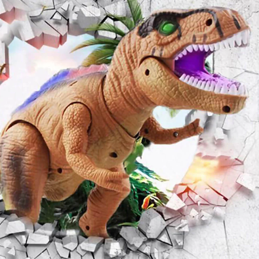 Zdalnie Sterowany Dinozaur T-Rex z Podświetleniem LED, Chodzący i Ryczący Realistyczny Zabawka Dinozaur