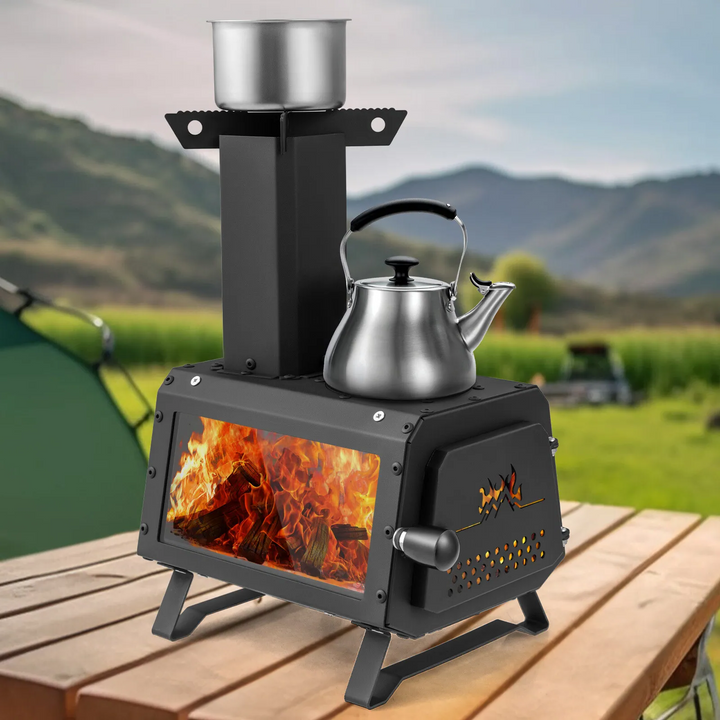 Przenośny Piec Grzewczy na Drewno do Gotowania w Camping