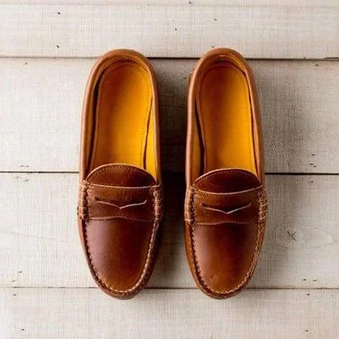 Damskie Vintage Slip On Loafers Niskie Obcasy z Skóry PU