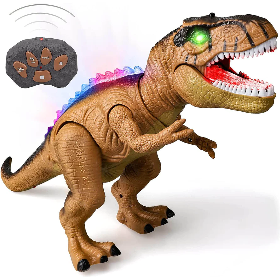 Zdalnie Sterowany Dinozaur T-Rex z Podświetleniem LED, Chodzący i Ryczący Realistyczny Zabawka Dinozaur
