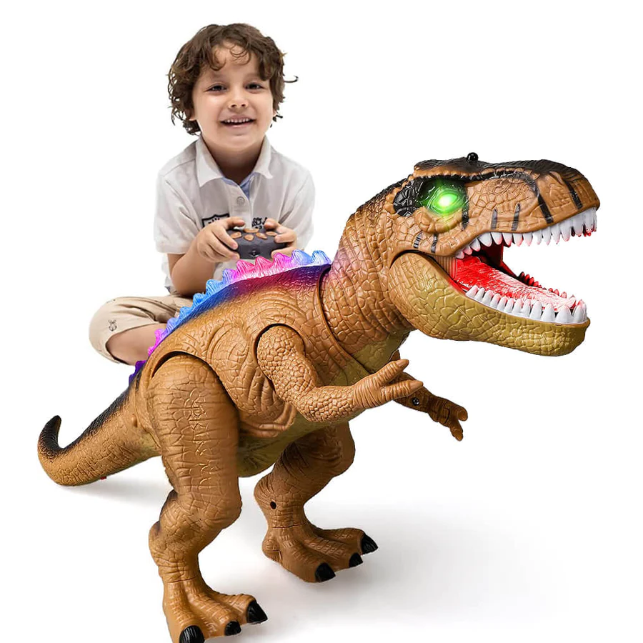 Zdalnie Sterowany Dinozaur T-Rex z Podświetleniem LED, Chodzący i Ryczący Realistyczny Zabawka Dinozaur