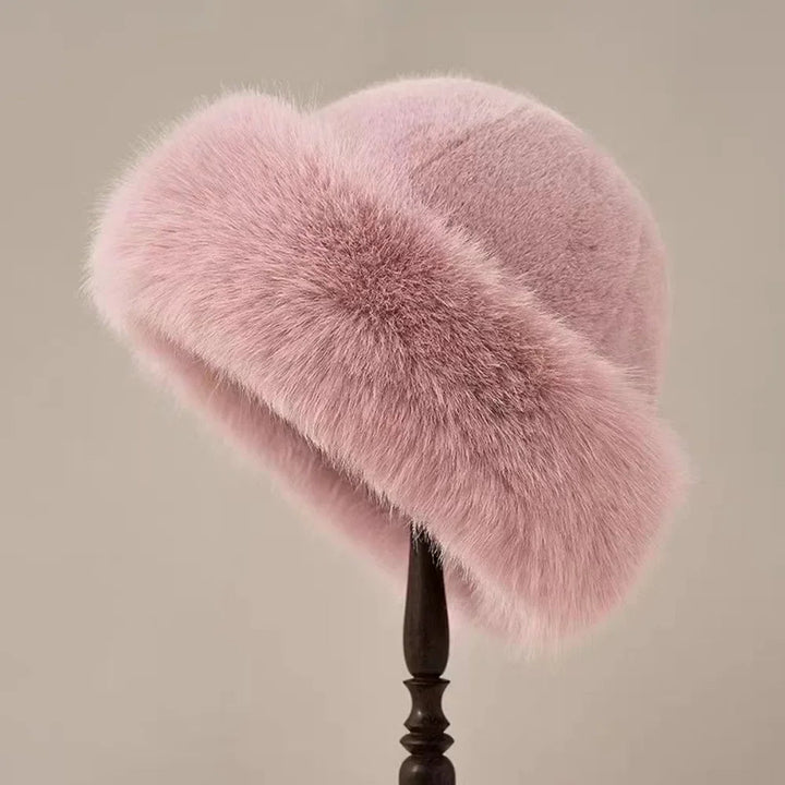 Kobieca Pluszowa Zimowa Czapka Bucket