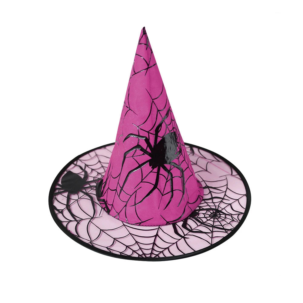 Kolorowy Kapelusz Czarownicy z Pajęczyną Kostium Halloween
