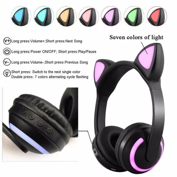 Słuchawki Bluetooth z podświetleniem dla kota