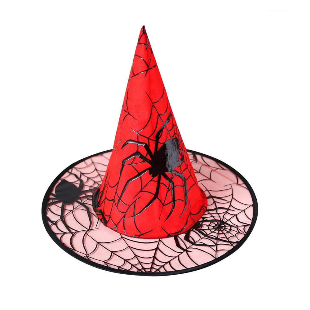 Kolorowy Kapelusz Czarownicy z Pajęczyną Kostium Halloween