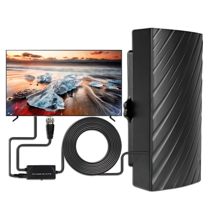 Antenna wewnętrzna i zewnętrzna Long Distance 2025 Edycja Box HDTV Wzmacniana Zasięg 460 mil