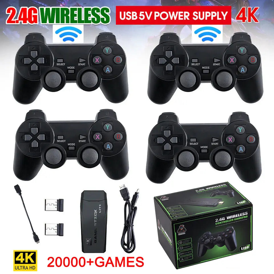 Konsola do gier HDMI 4K TV | 64GB z ponad 20,000 retro gier i 2 bezprzewodowymi kontrolerami