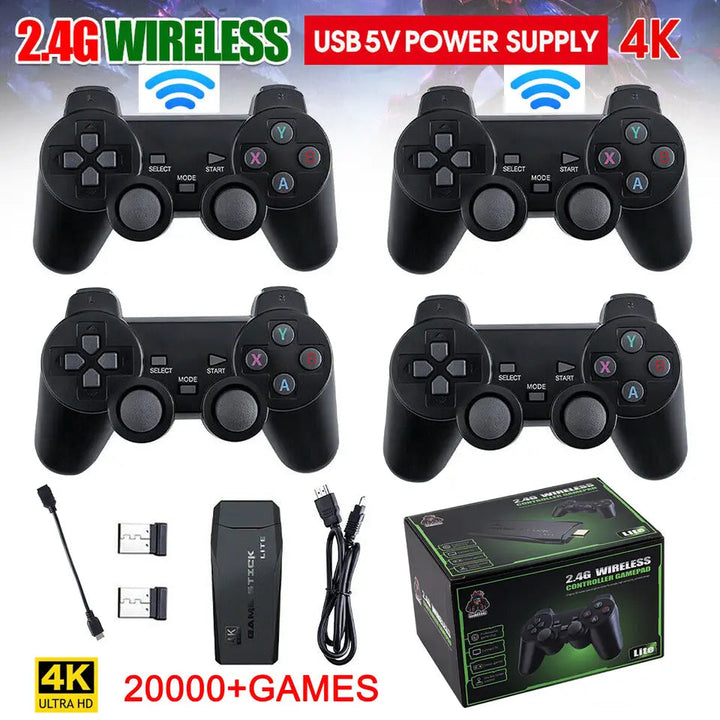 Konsola do gier HDMI 4K TV | 64GB z ponad 20,000 retro gier i 2 bezprzewodowymi kontrolerami