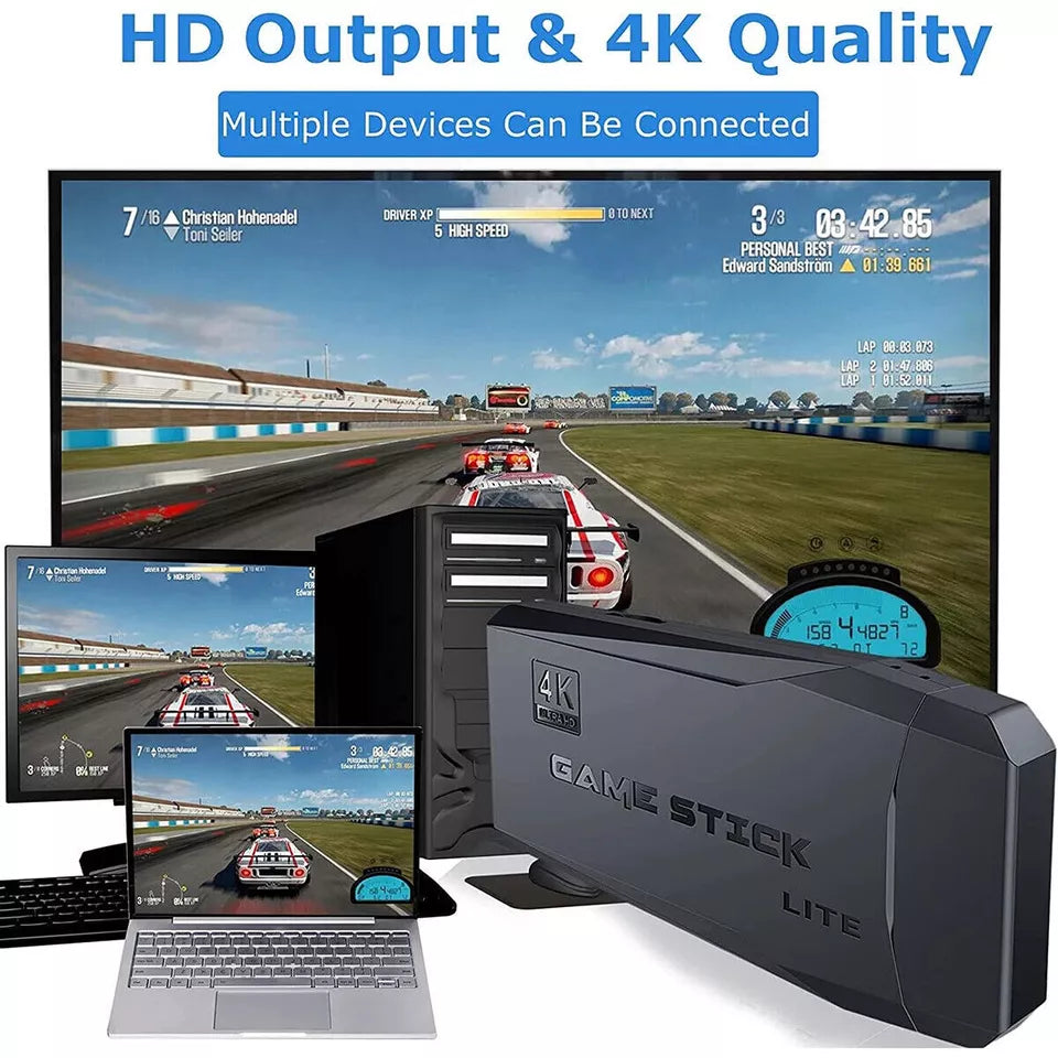 Konsola do gier HDMI 4K TV | 64GB z ponad 20,000 retro gier i 2 bezprzewodowymi kontrolerami