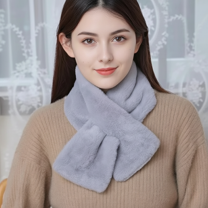 Szal zimowy z fałszywego futra z krzyżowym kołnierzem