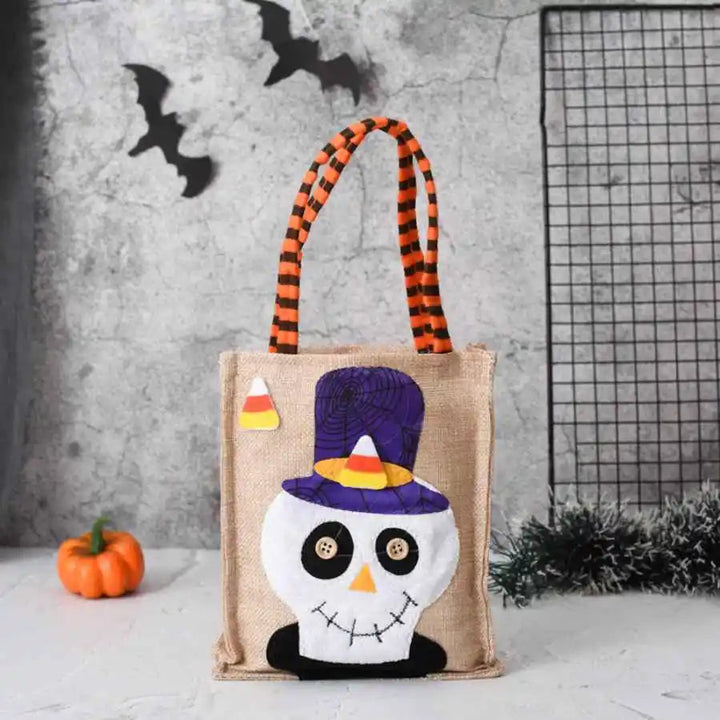 Torba na Halloween z wzorem kota dyni, czarownicy i czaszki