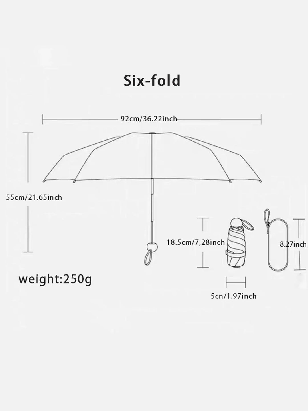 Składany Lekki Przenośny Parasol Podróżny UK Mocny Wodoodporny Parasol Składany z Wzmocnionymi 6 Żebrami