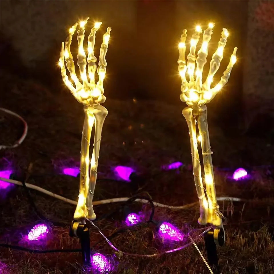 Halloweenowe Słoneczne Lampy w Kształcie Ręki Szkieletu