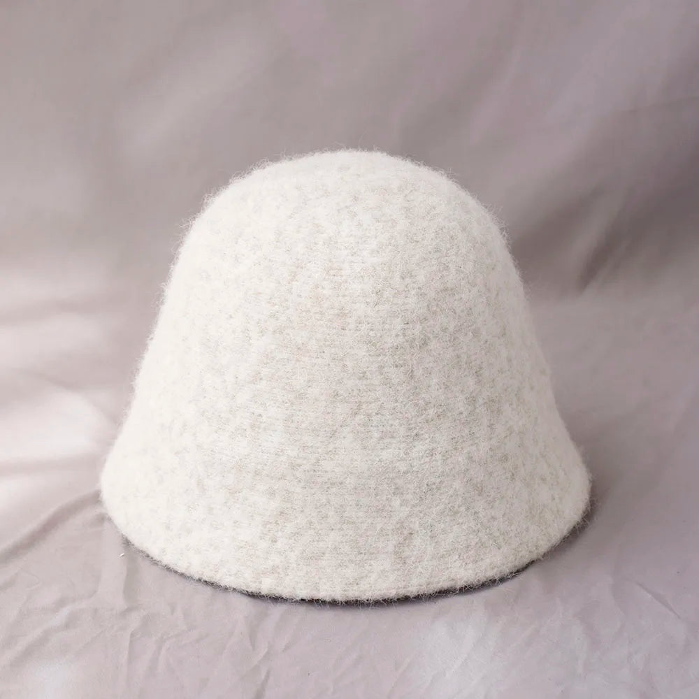 Damski Zimowy Wełniany Kapelusz Bucket