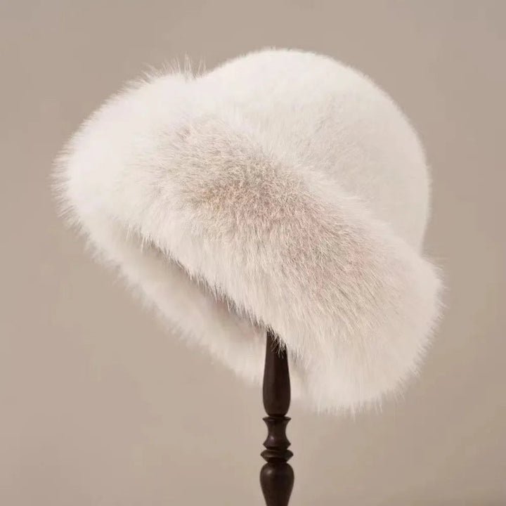 Kobieca Pluszowa Zimowa Czapka Bucket