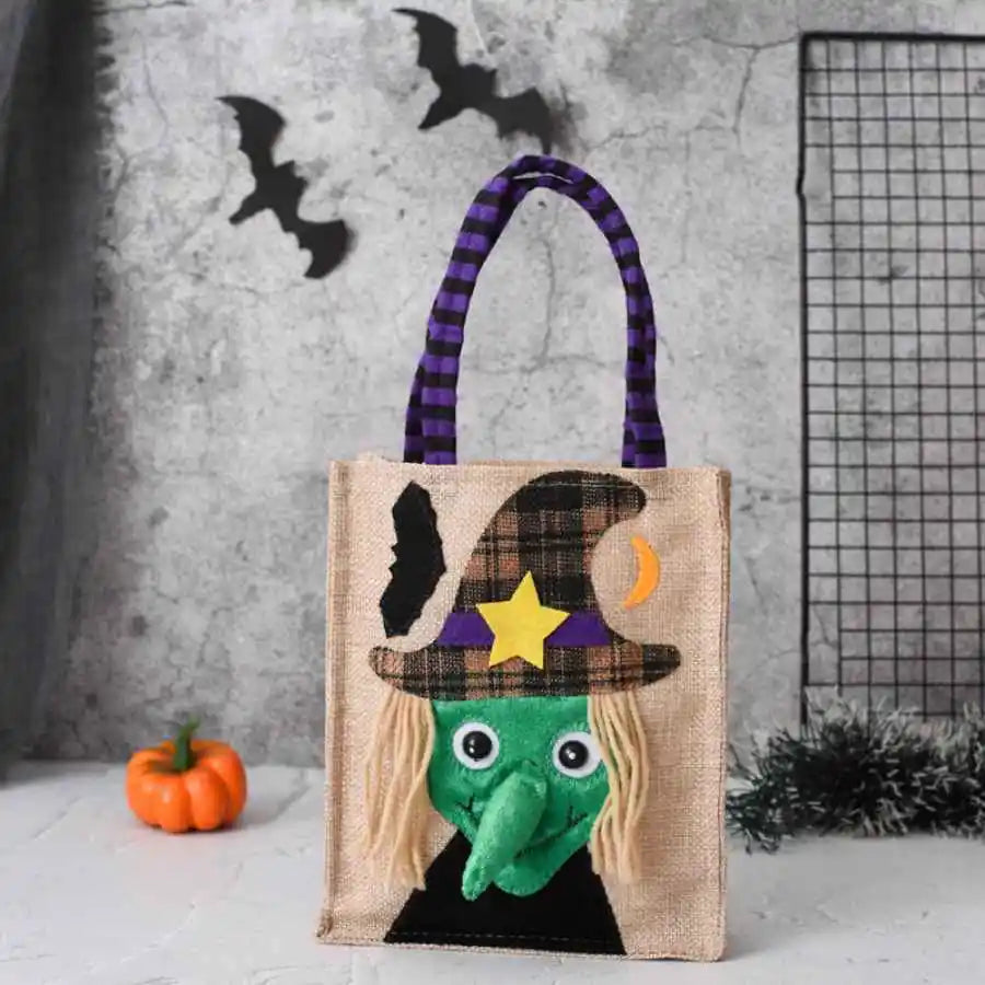 Torba na Halloween z wzorem kota dyni, czarownicy i czaszki